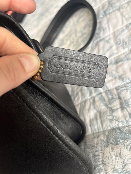 VTG Coach Black Leather Satchel with Gold-Tone Hardware - Picture 6 of 12